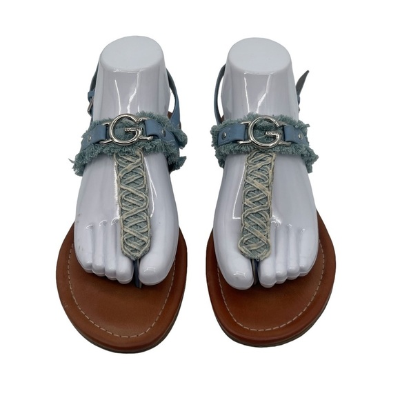 G By Guess Blue Denim T-Strap Wedge Sandals Size 8 Women’s - Picture 3 of 10